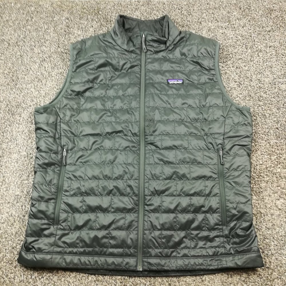 2021 Patagonia Vest Nano Puff Full Zip Puffer Charcoal Gray Mens XL